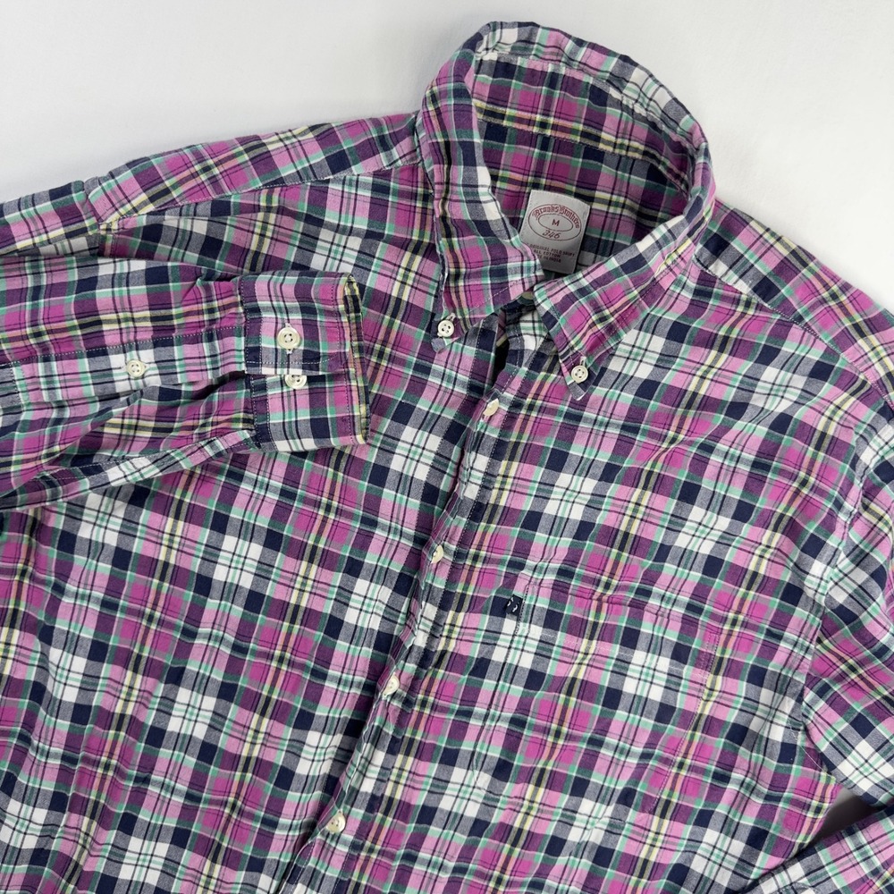 Brooks Brothers Shirt Men's Medium Purple Original Polo Button Down Long Sleeve